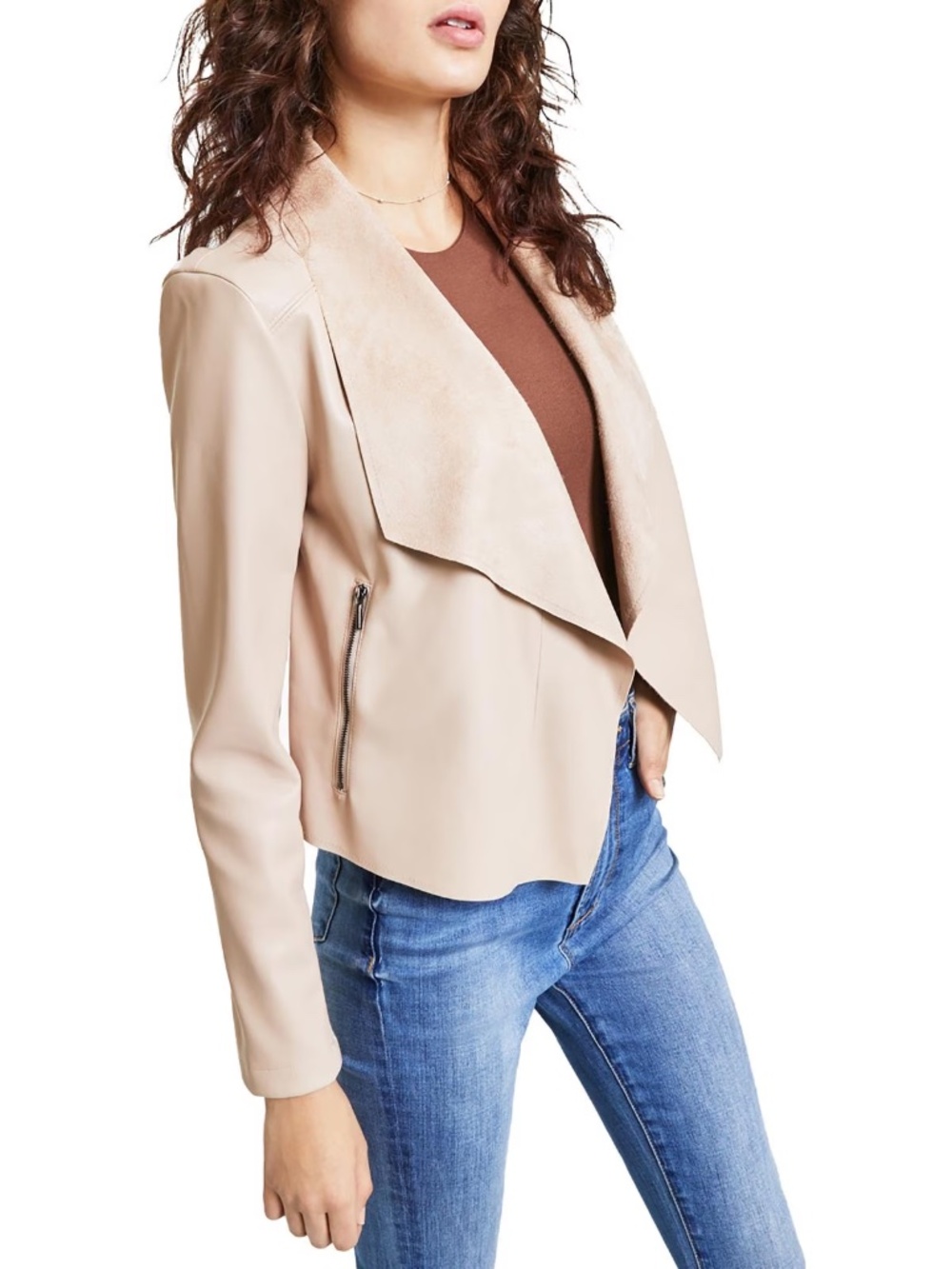 Bar III Faux Leather Cropped Jacket